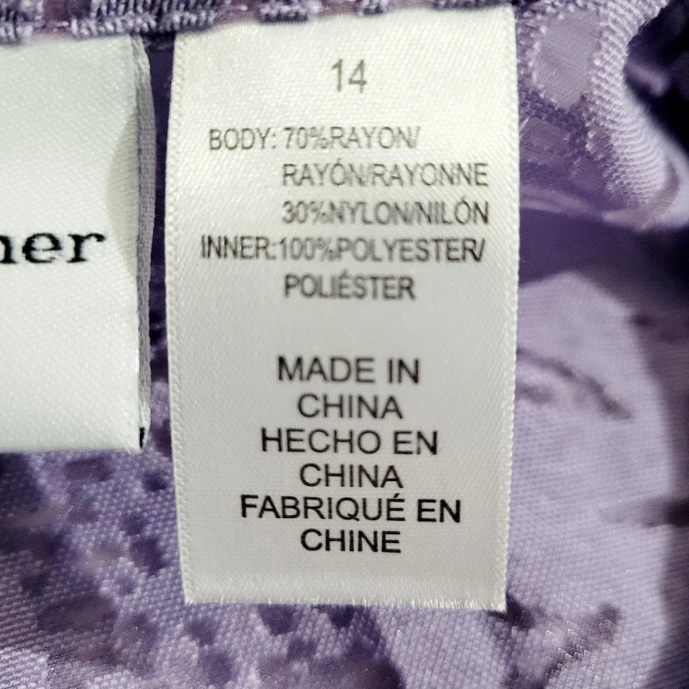 Alfred Dunner Purple Sheer Burnout Button Front Blouse Women’s Size 14 Floral - Picture 11 of 11